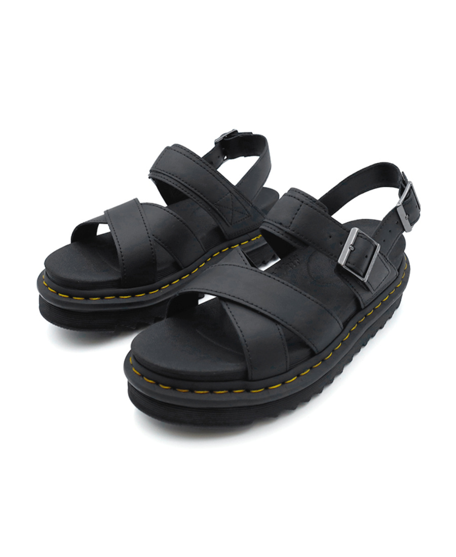 Dr. Martens' Logo Flat Sandals In Black