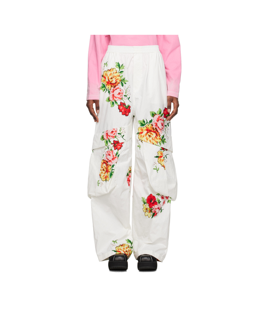 We11 Done Logo Spliced Casual Pants In White