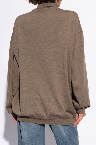 Moschino Wide-sleeves Virgin Wool Jumper In Brown