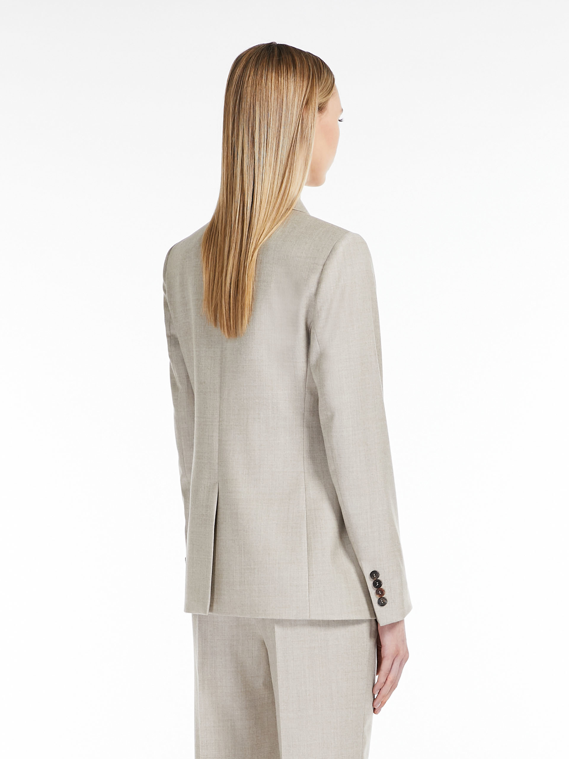 Max Mara Double-breasted Flannel Blazer In Nude