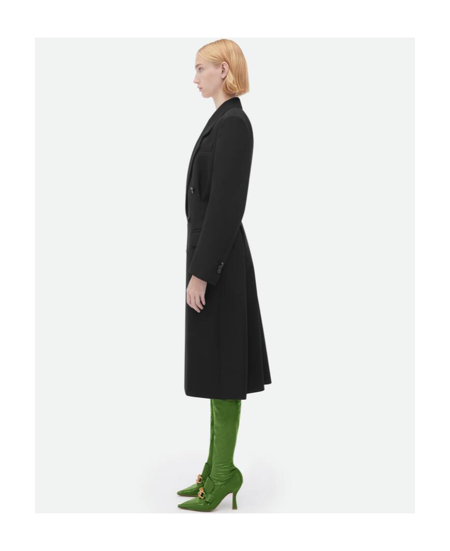 Bottega Veneta Double-breasted Wool Coat In Black