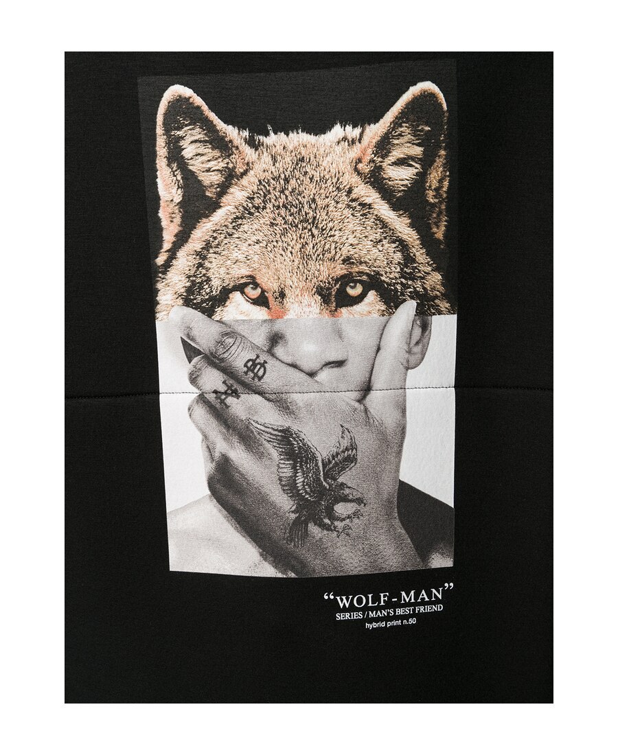 Neil Barrett Wolf-man Printed Sports Sweater In Black