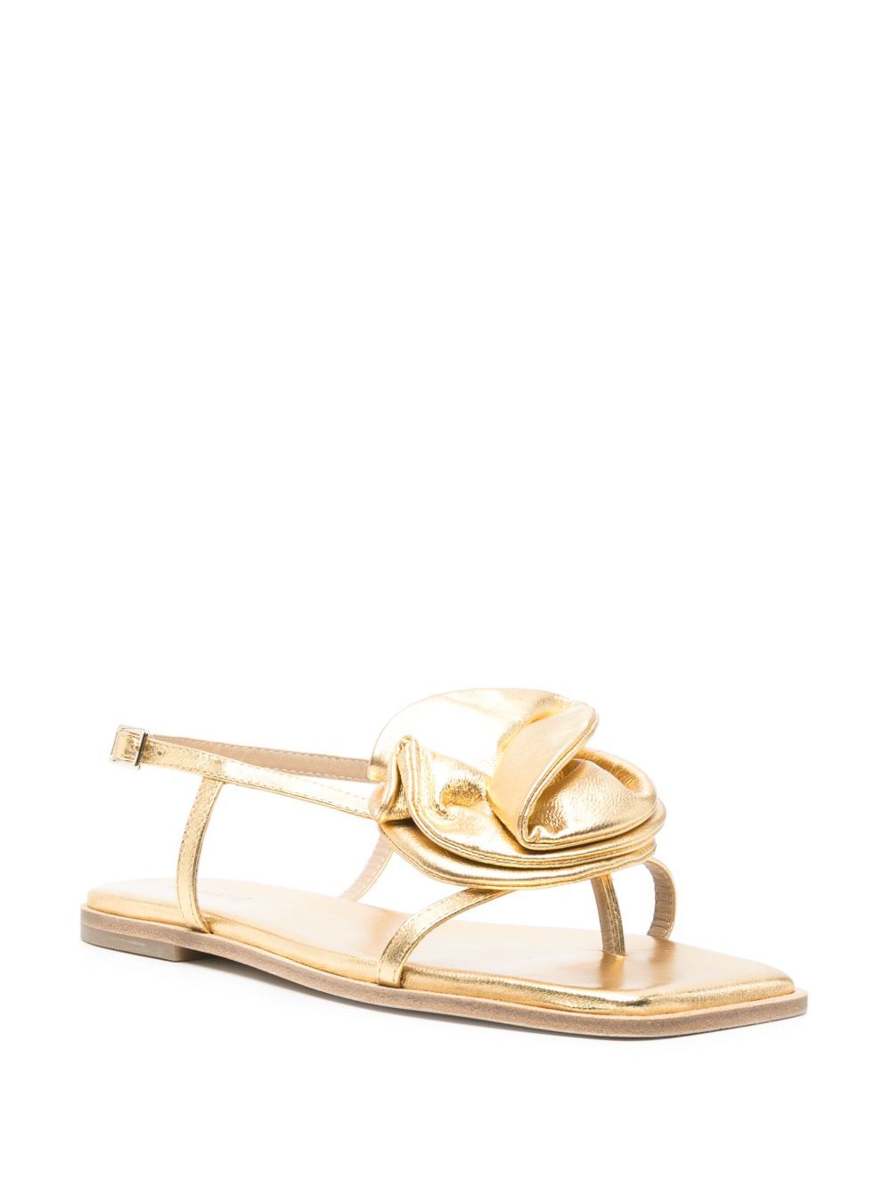 Vic Matie Square Toe Flat Sandals In Gold