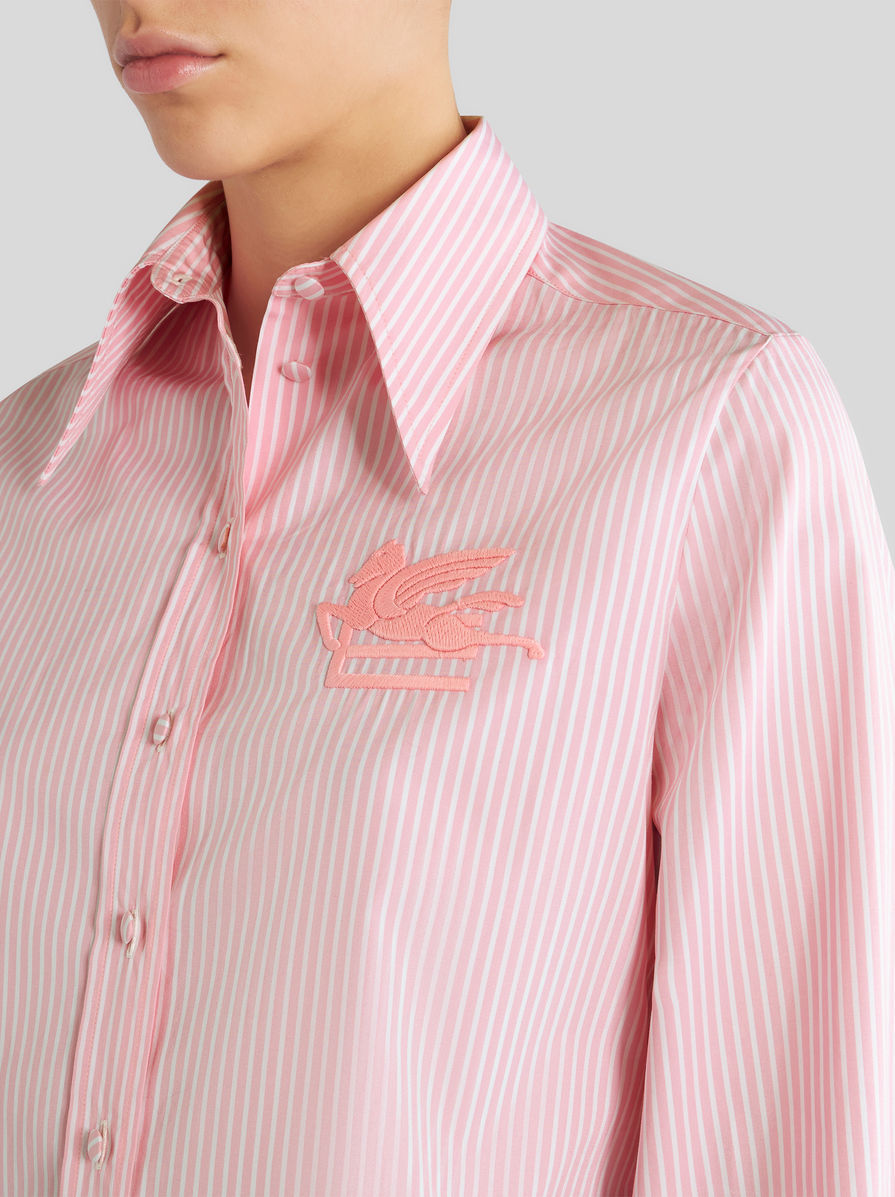 Etro Logo-embroidered Striped Cotton Shirt In Pink