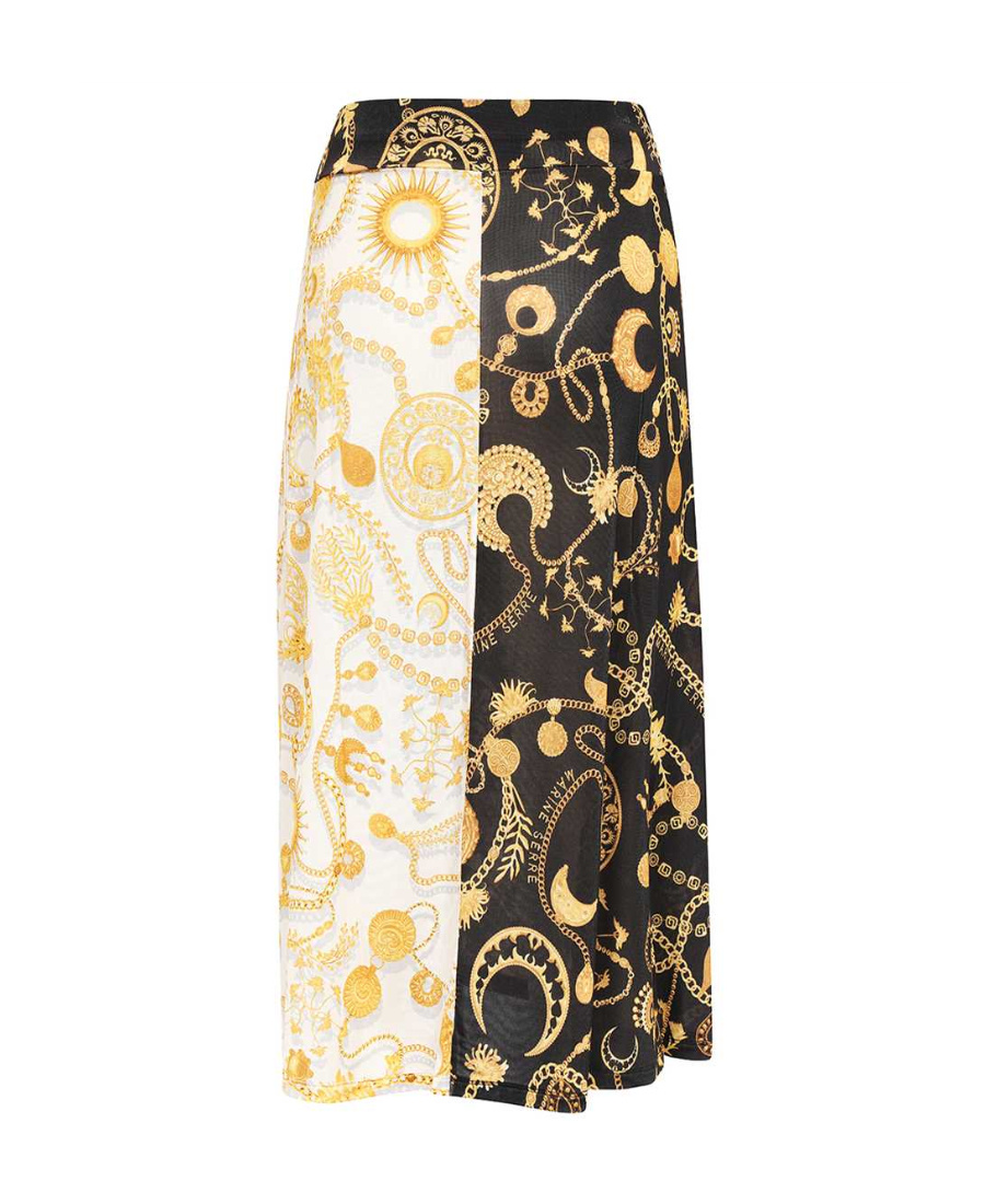 Marine Serre Ornament Jewellery-print Midi Skirt In Black