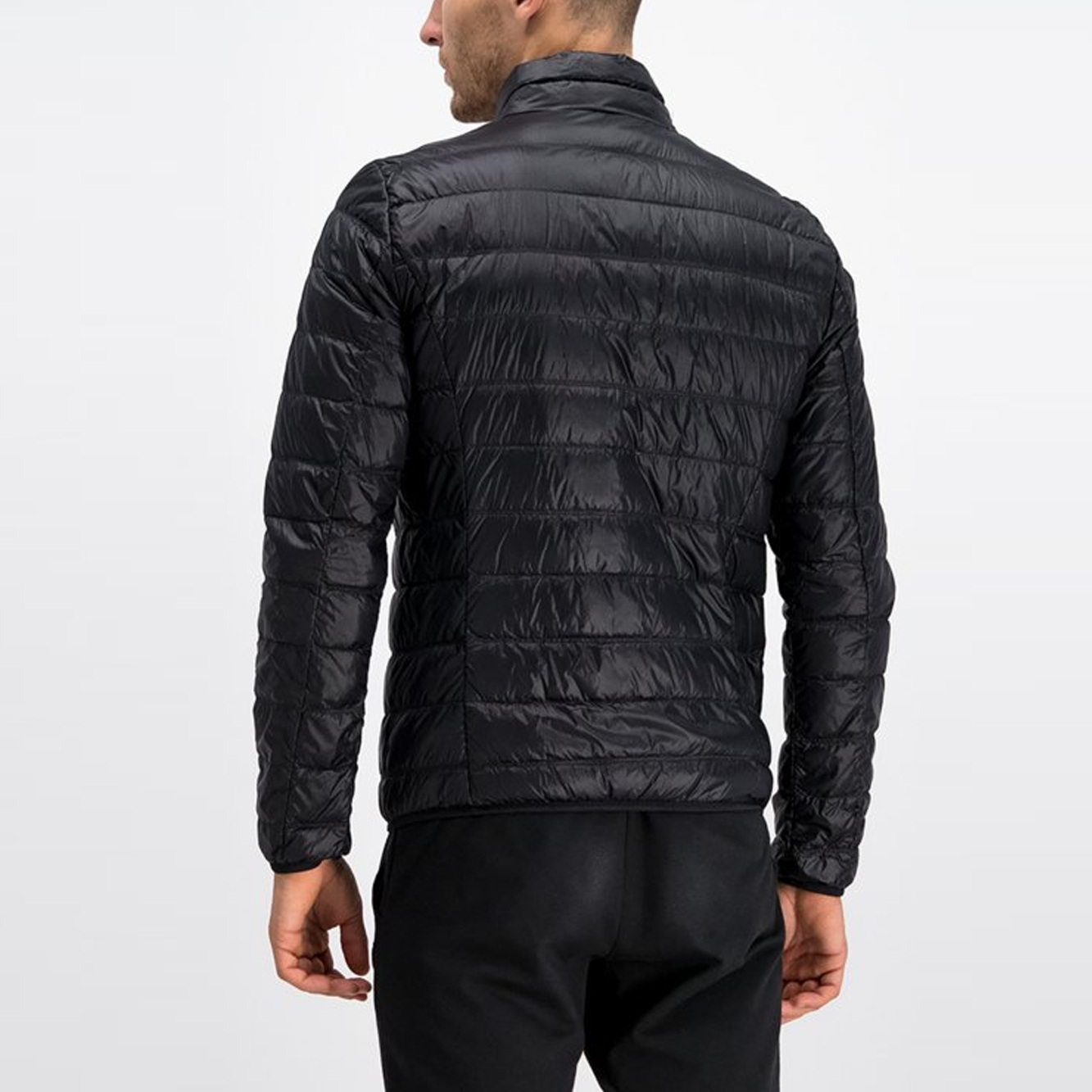 Ea7 Packable Down Jacket With Front Zip Core Identity In Black