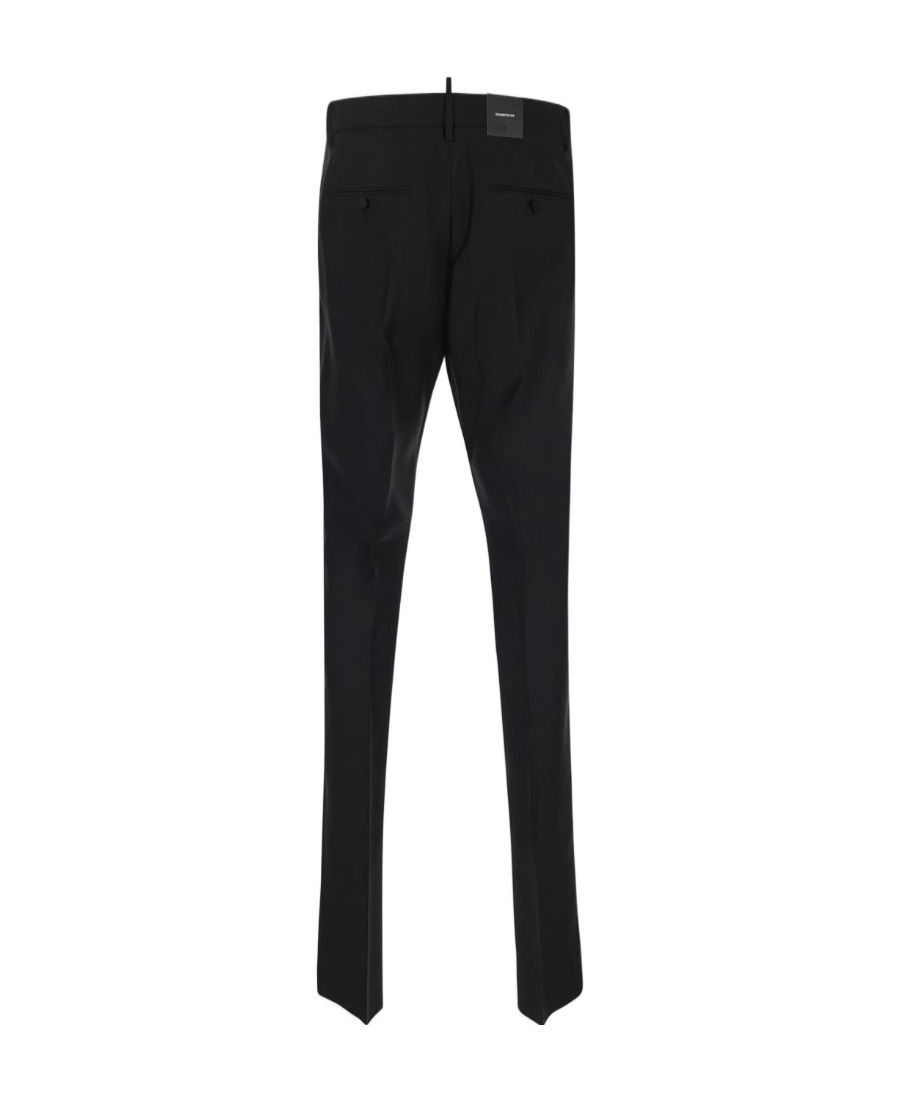 Dsquared2 Virgin Wool And Silk Cigarette Fit Pants In Black