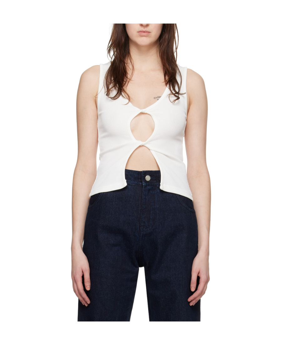 Christopher Esber Open Twist Tank White In Black