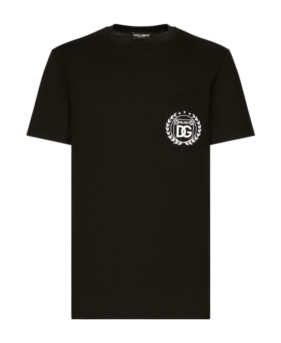 Dolce & Gabbana Crew-neck Pocket T-shirt In Soft Cotton In Black