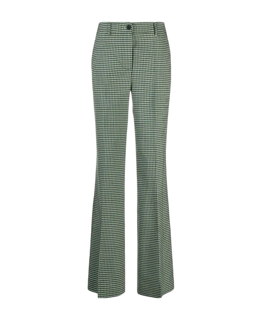 P.A.R.O.S.H LIONED GINGHAM FLARED TROUSERS
