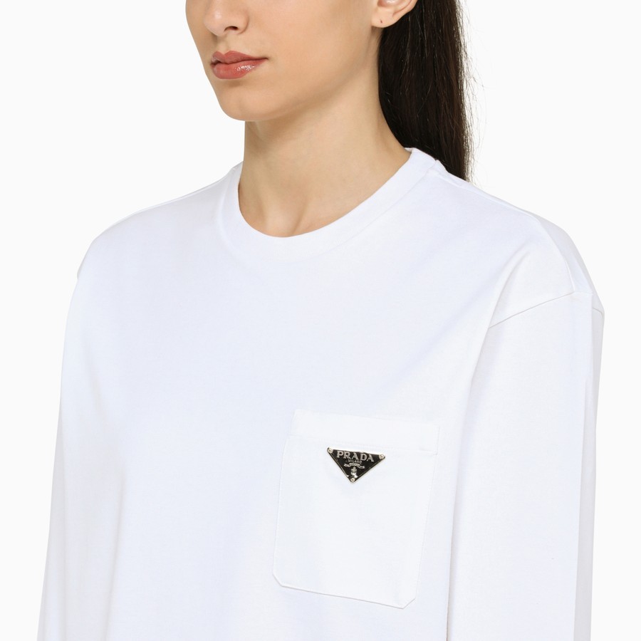 Prada Triangle Long-sleeve T-shirt In White