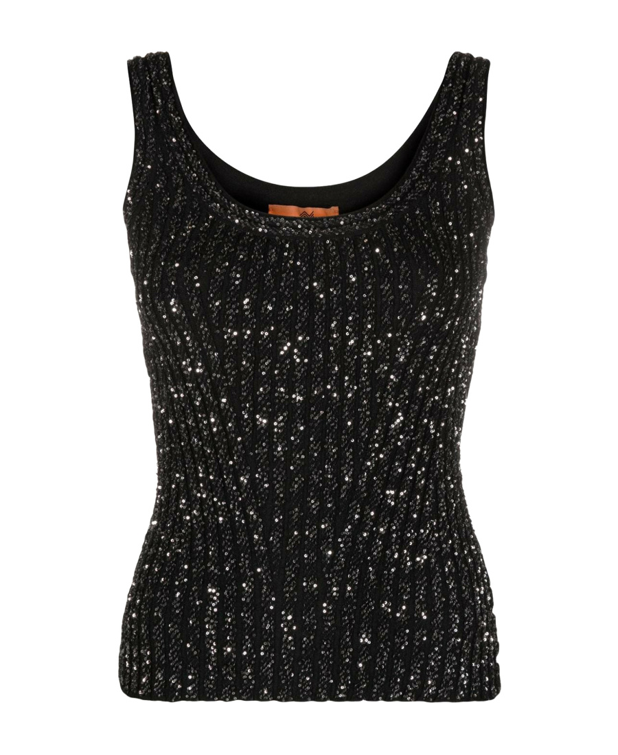 Missoni Metallic-threading Ribbed Tank Top In Black