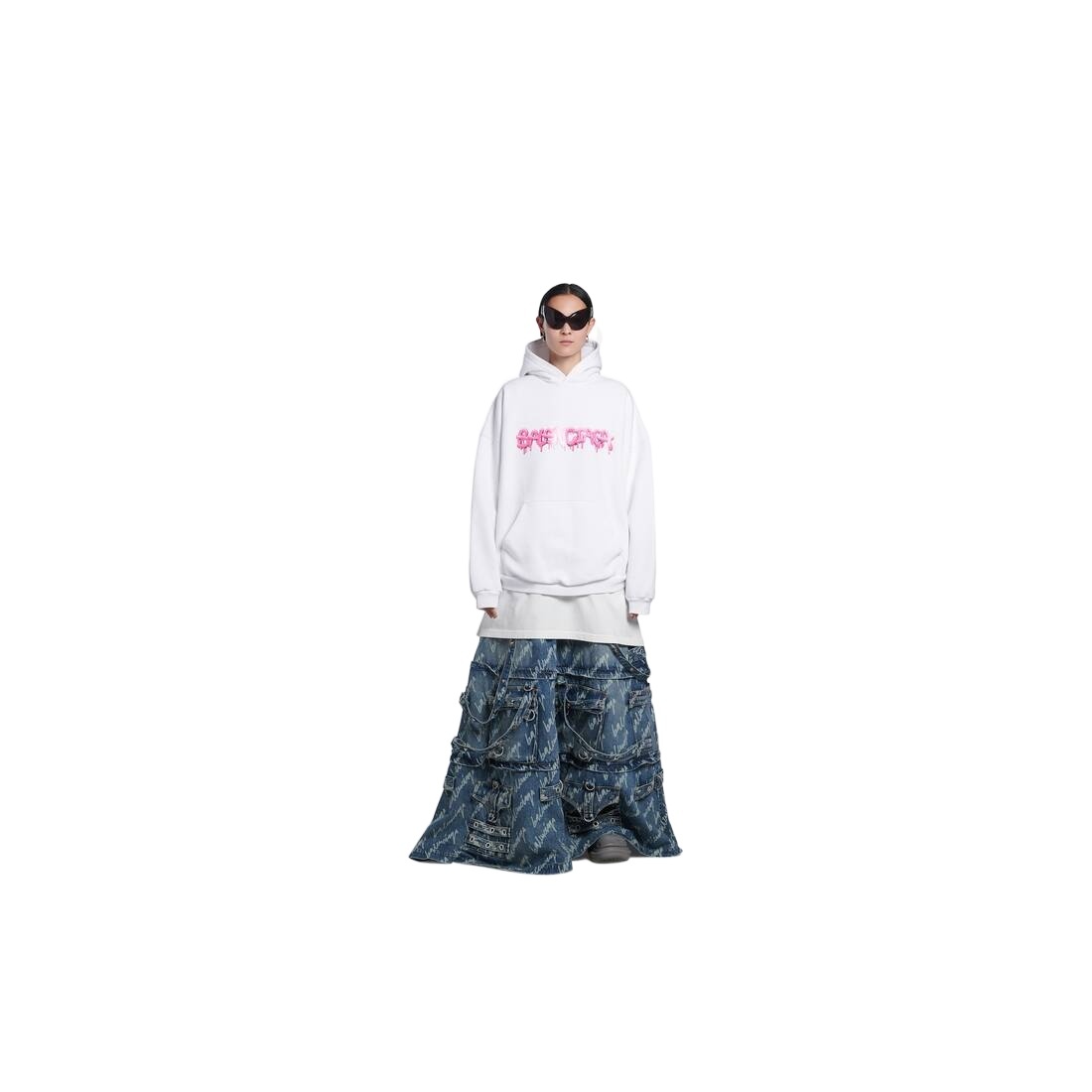 Balenciaga Logo-print Hoodie In White