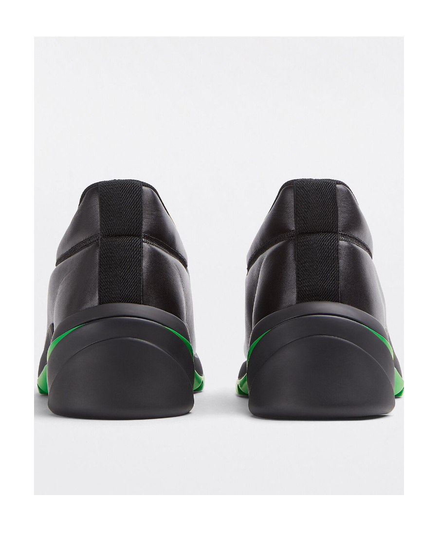 Bottega Veneta Polished-finish Ridged-sole Sneakers In Black