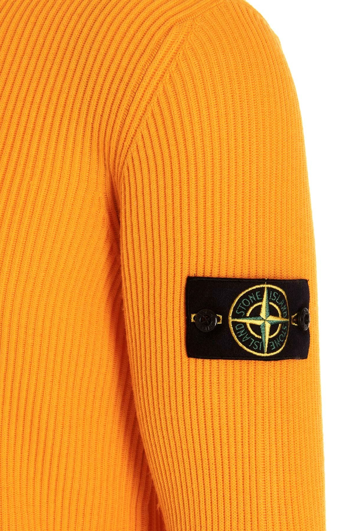 Stone Island Compass-patch Crew-neck Jumper In Yellow