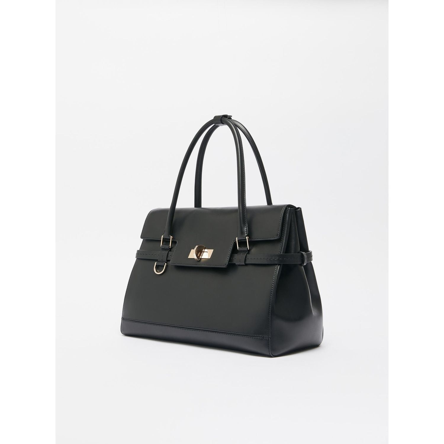 Max Mara Natural Leather Handbag In Black