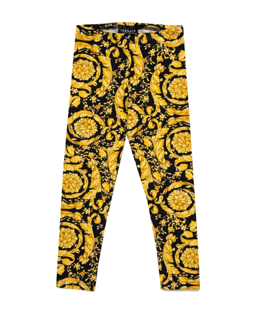 Versace Baroque-pattern Print Leggings In Multicolor