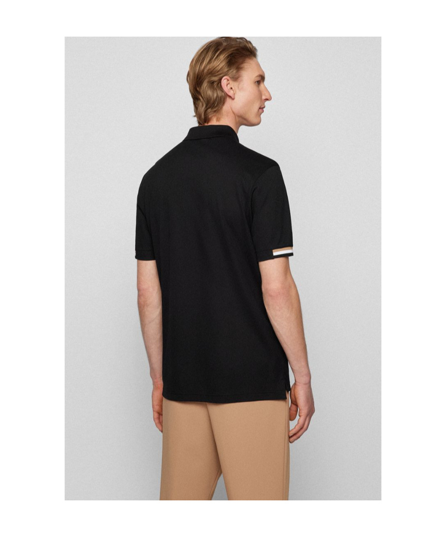Hugo Boss Regular-fit Polo Shirt With Rubberized Logo In Black