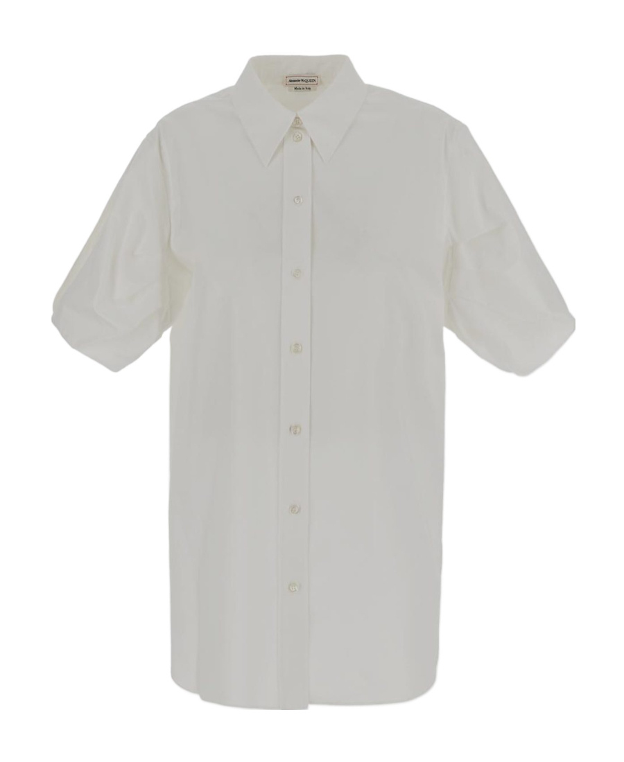 Alexander Mcqueen Puff-sleeve Cotton Shirt In Gray