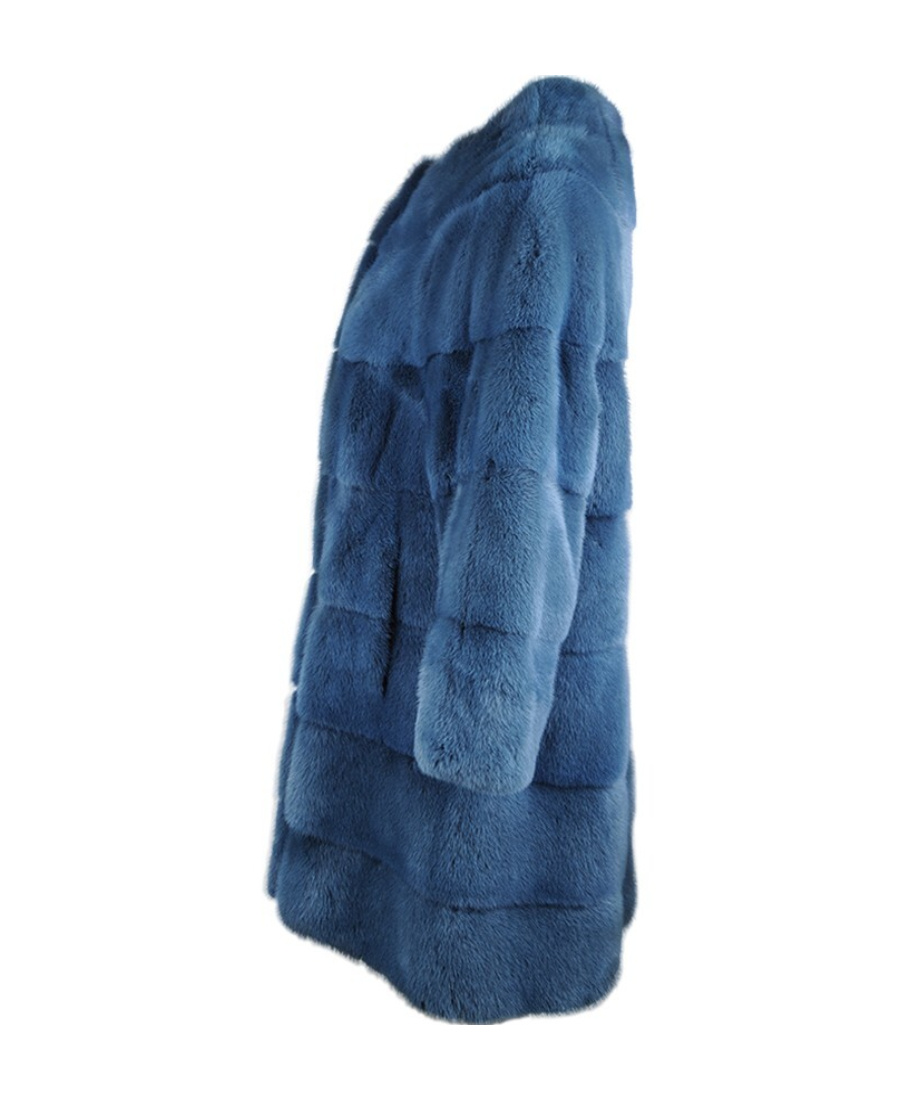 Frame Round-necked Fur In Blue