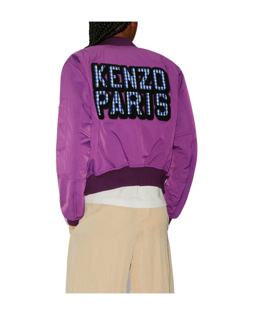 Kenzo Logo-patch Bomber Jacket In Purple