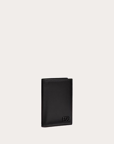 Valentino Vlogo Leather Cardholder In Black