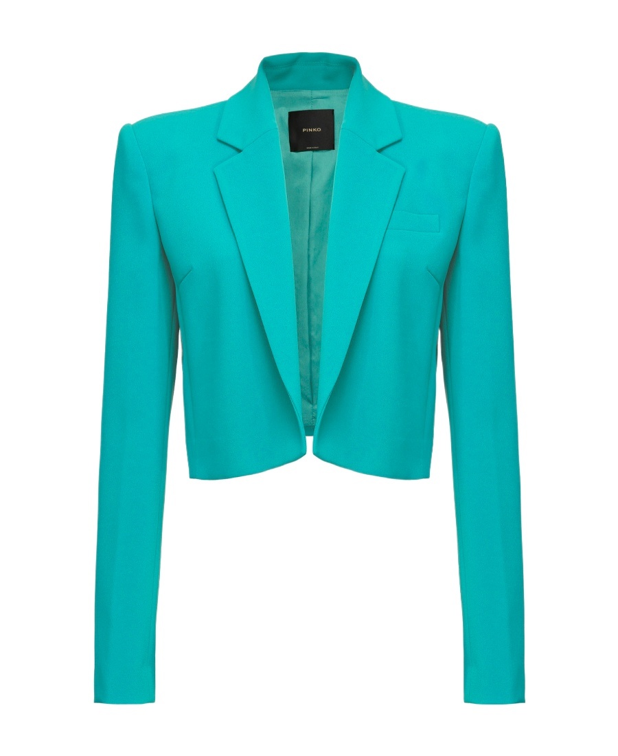 Pinko Cropped Single-breasted Blazer In Green