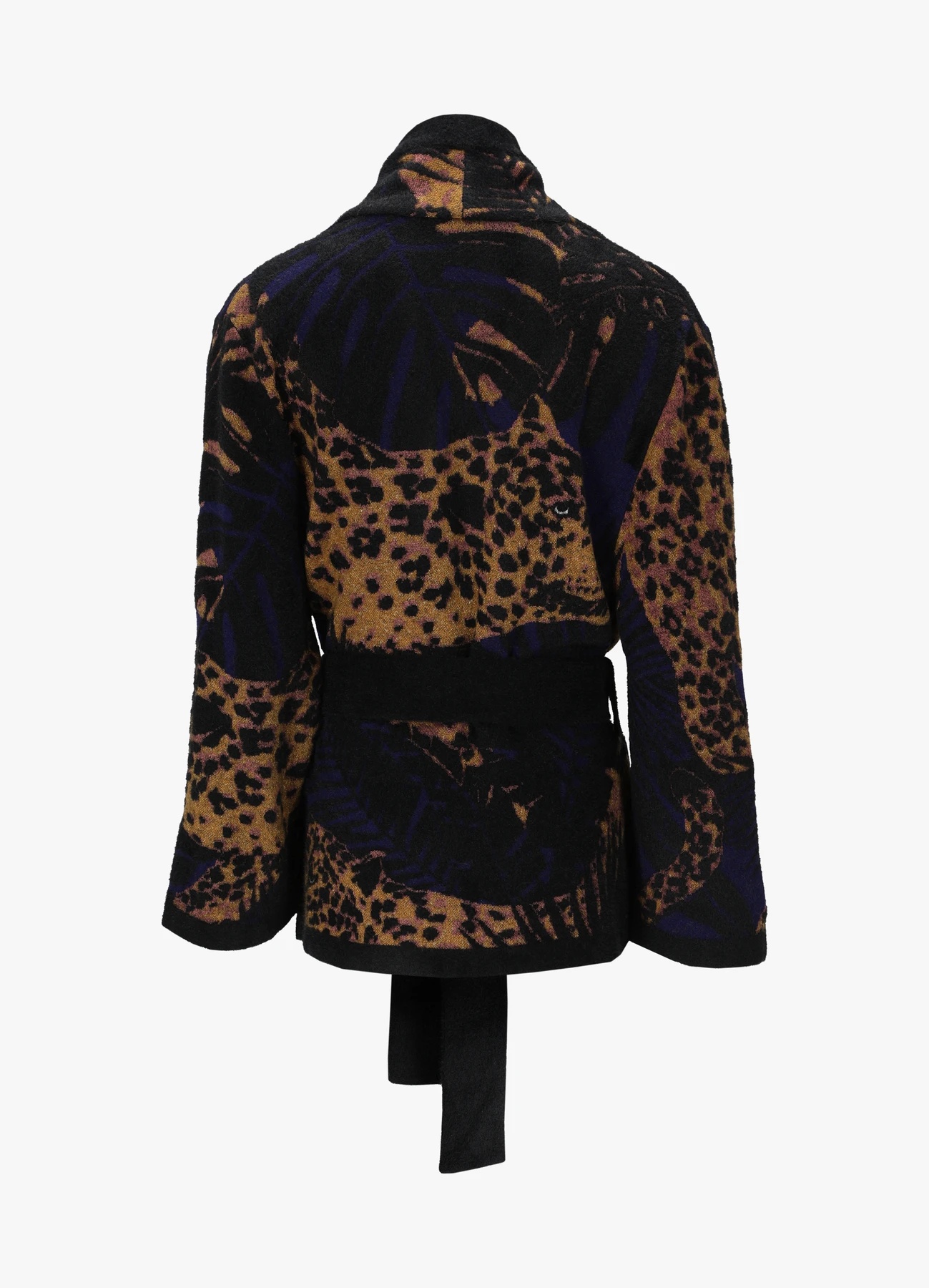 Saint Laurent Leopard-knit Cardigan In Black