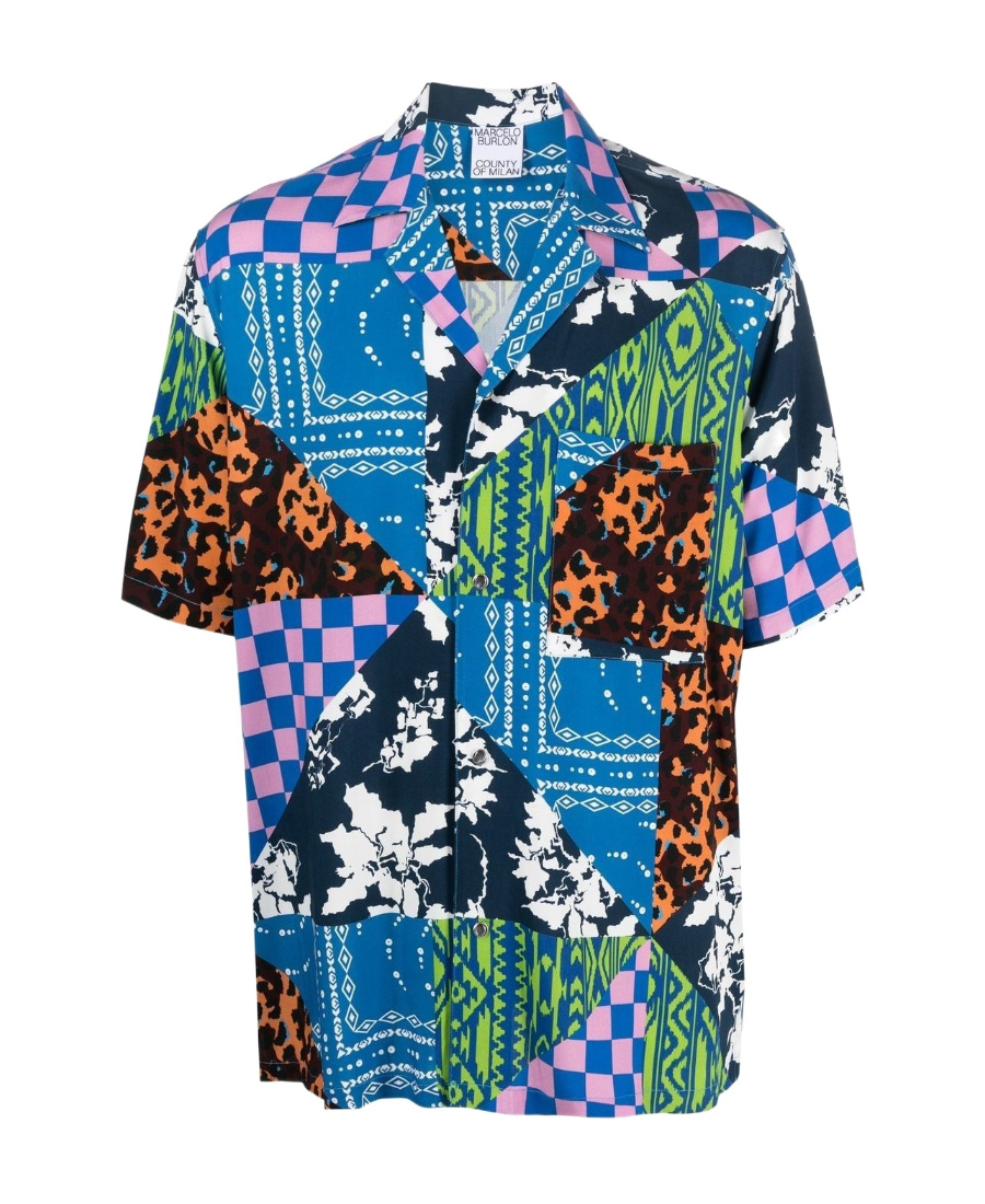 Marcelo Burlon County Of Milan Marcelo Burlon Mix And Match Hawaii Shirt Blue In Blue