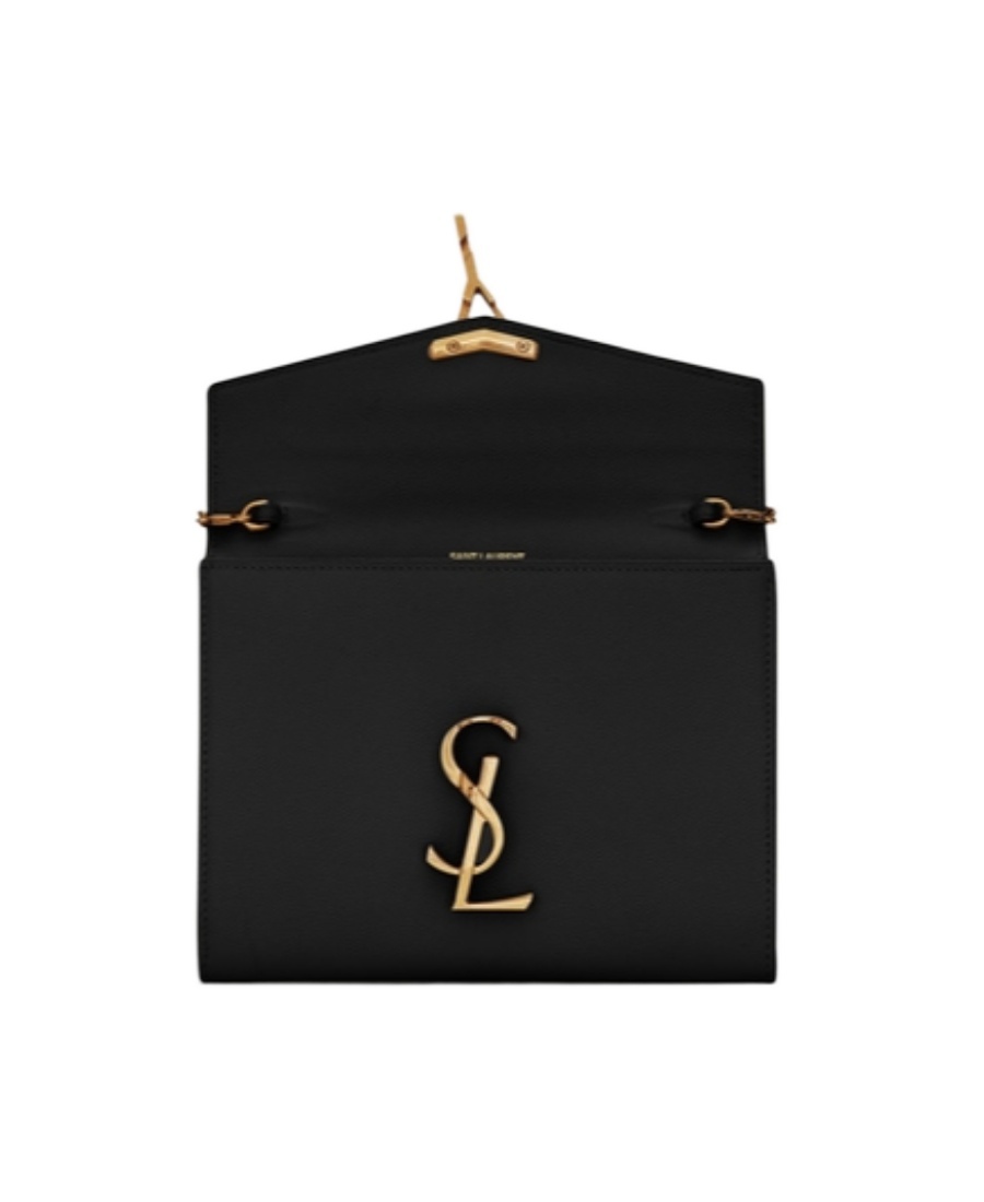 Saint Laurent Cassandra Chained Wallet In Black