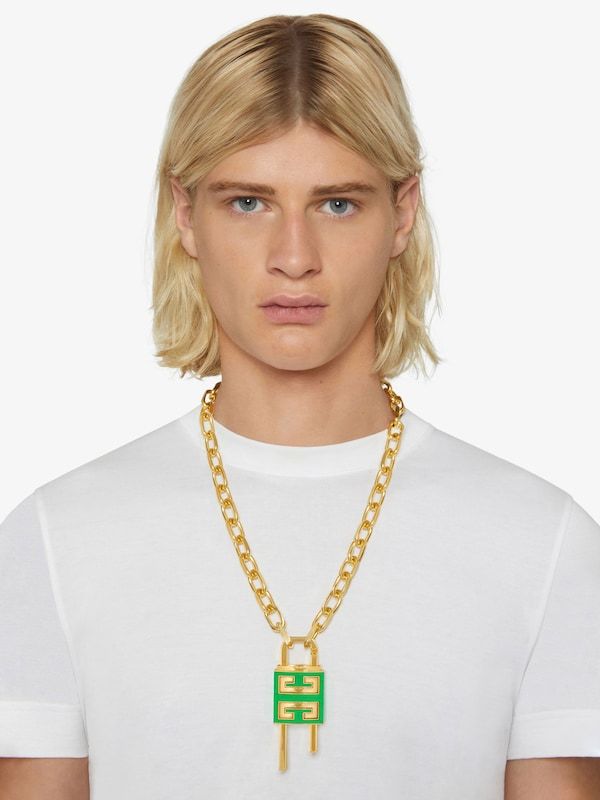 Givenchy 4g Metal Padlock Necklace In Yellow