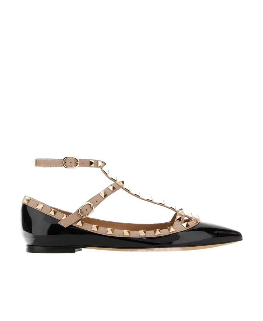Valentino Rockstud Leather Flat Ballerina Shoes In Multicolor