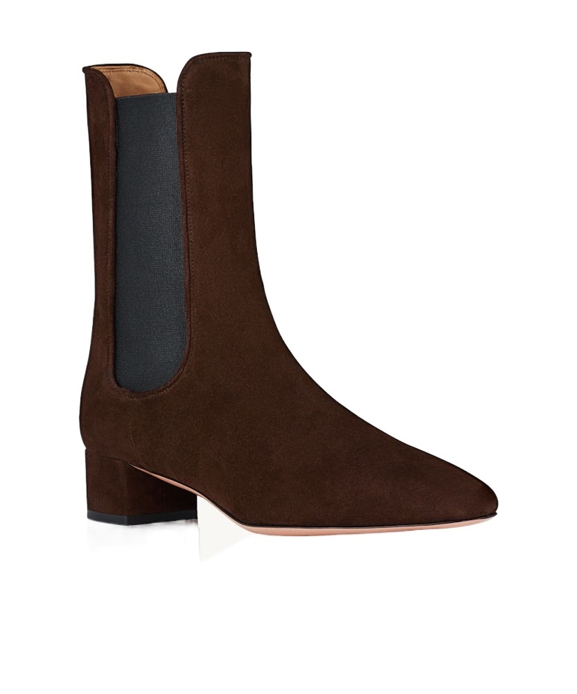 Aquazzura Lyon Suede Chelsea Ankle Booties In Black