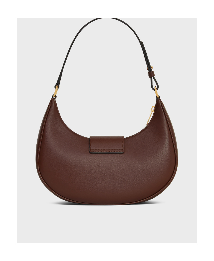 Celine Ava Triomphe Medium Leather Shoulder Bag In Brown