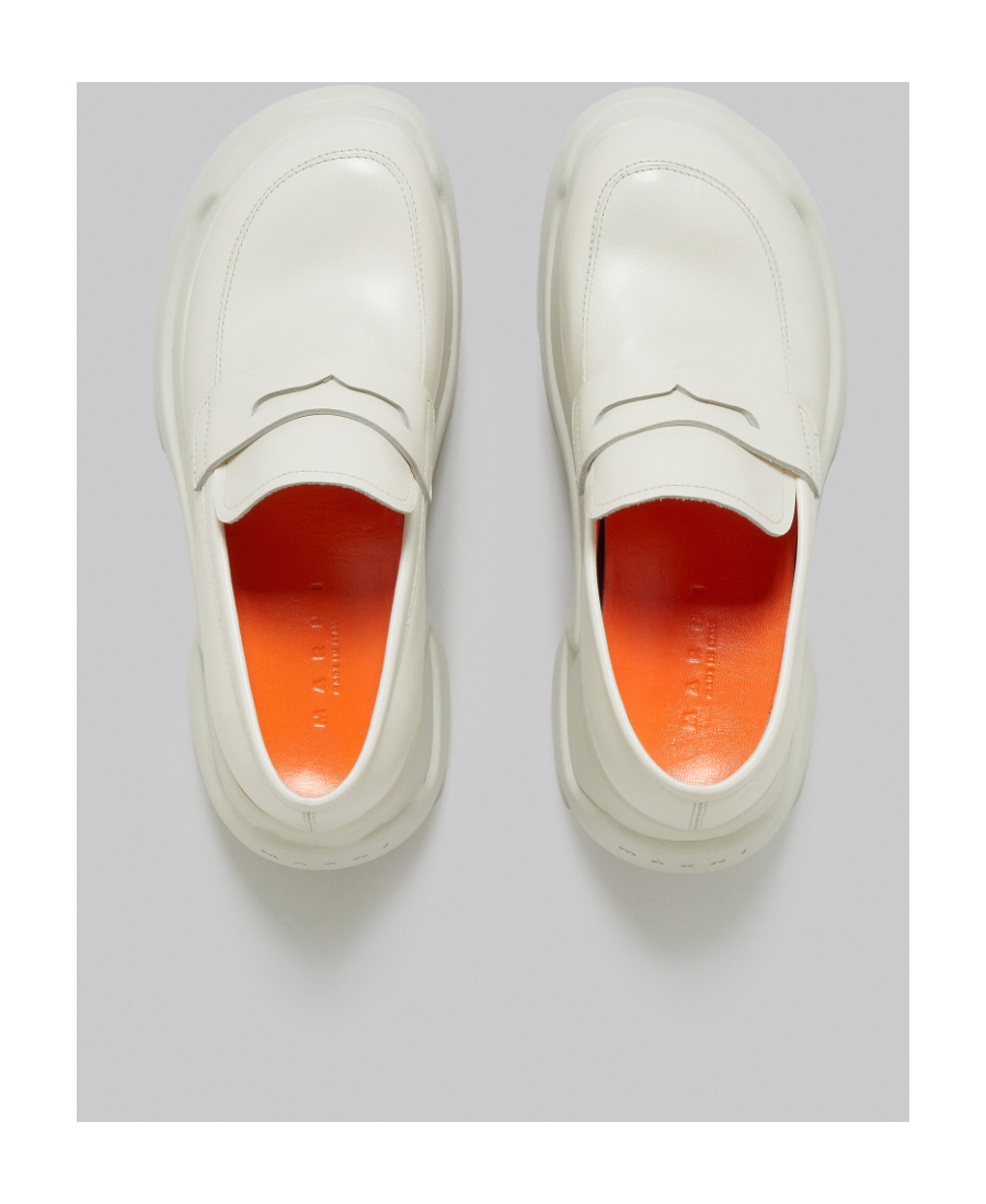 Marni Platform Leather Mocassin Loafers In White