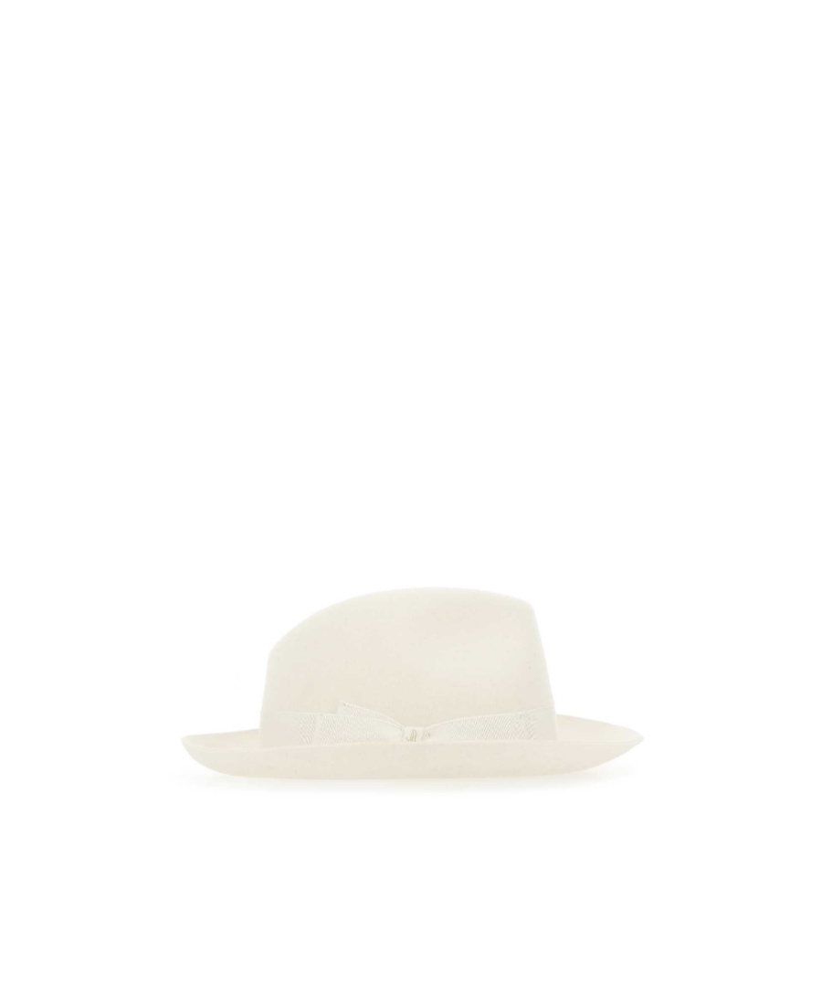 Borsalino Ribbon-trimmed Wide-brim Fedora Hat In White