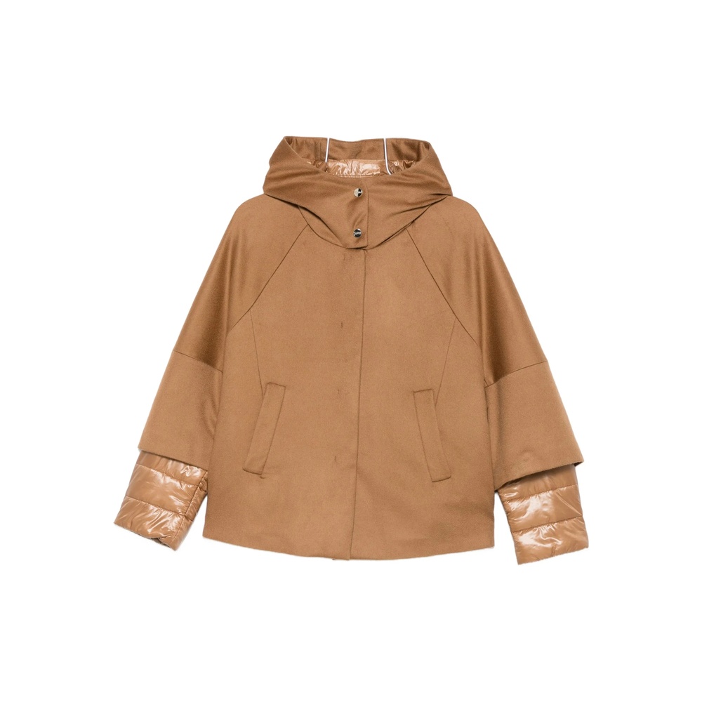 Herno Hooded Panelled Jacket In Brown