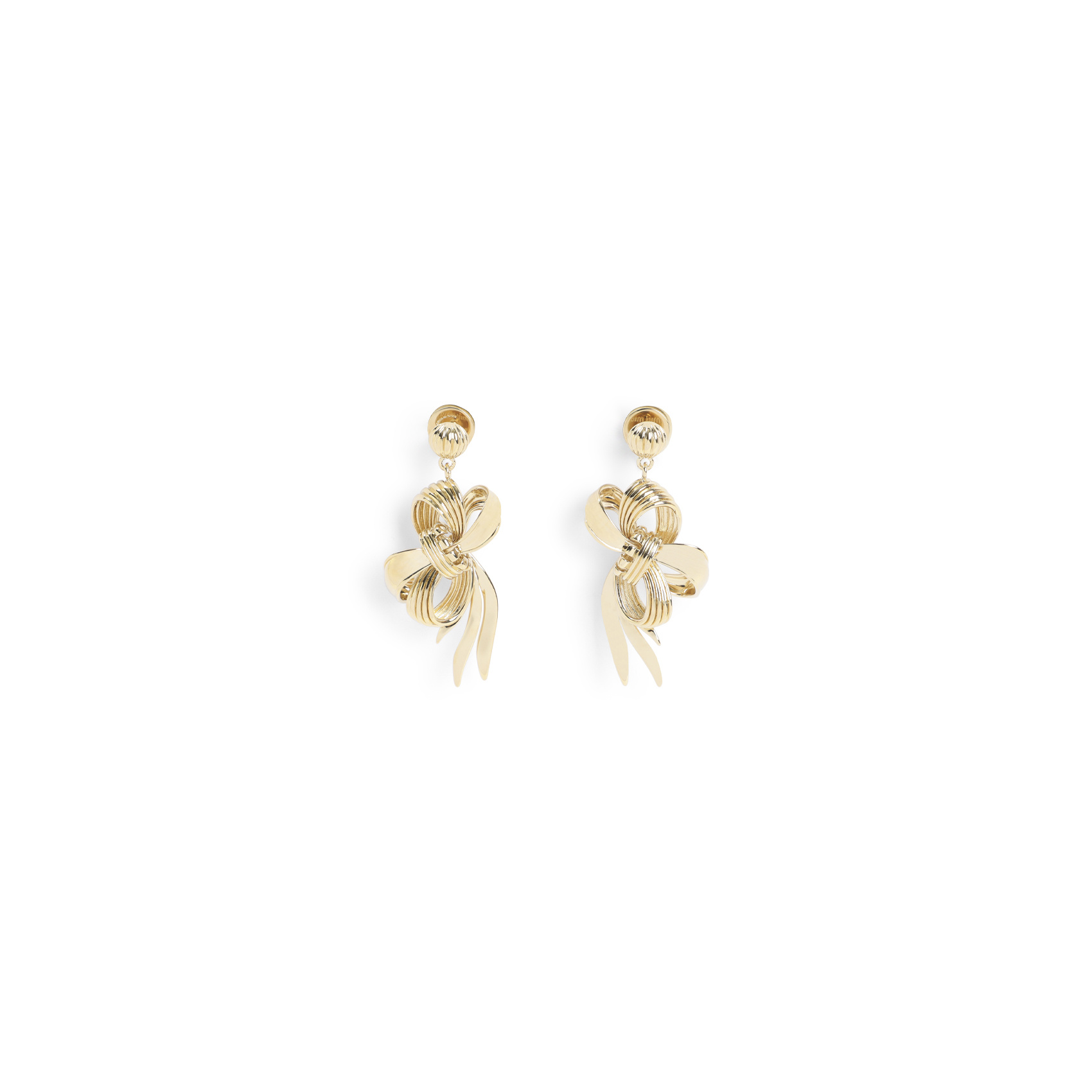 Miu Miu Drop Earrings With Knot Detail And Polish In Gold