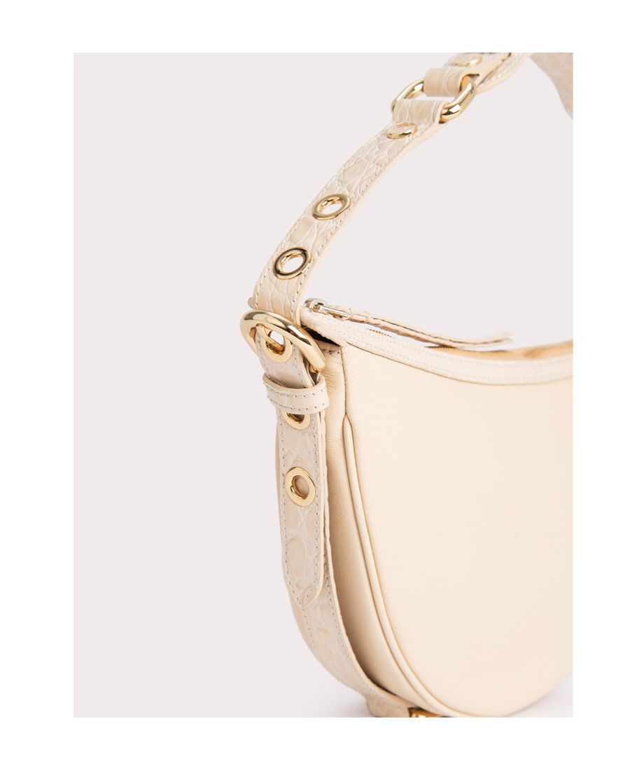 By Far Cream Leather 22 Cm Gib Shoulder Handbag In Nude