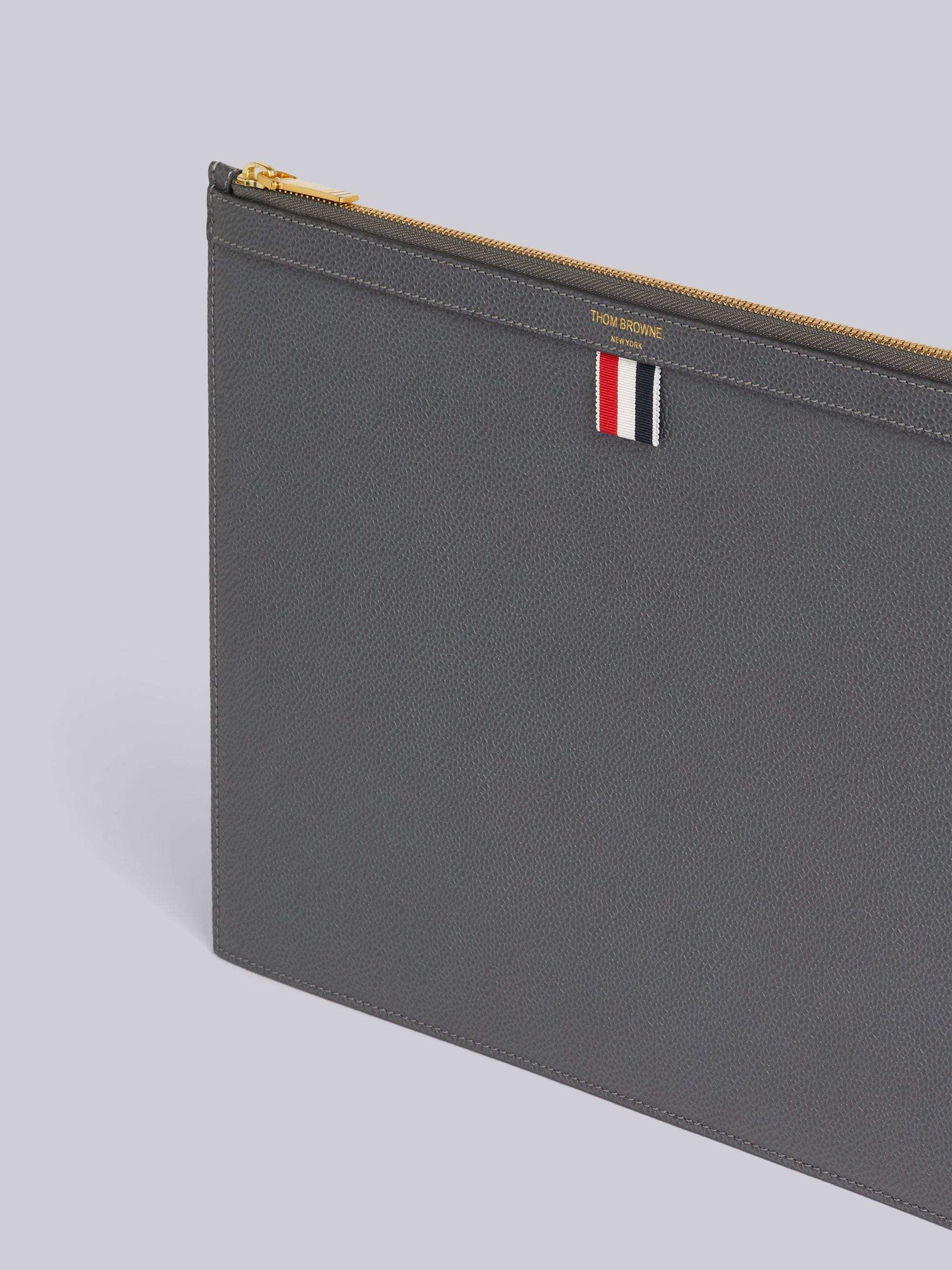 Thom Browne Rwb-stripe Clutch Bag In Gray