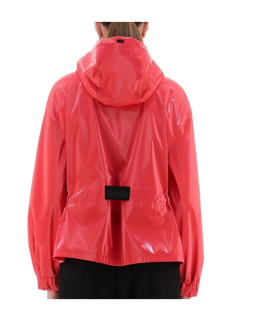 Herno Paradise Pink Lady Bird Laminar Casual Jacket In Red