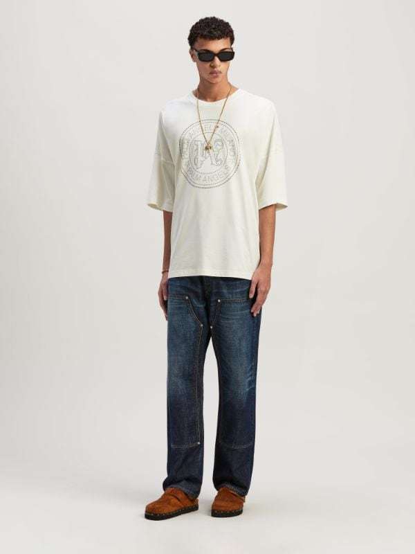 Palm Angels T-shirt With Round Neck And Short Sleeves In White