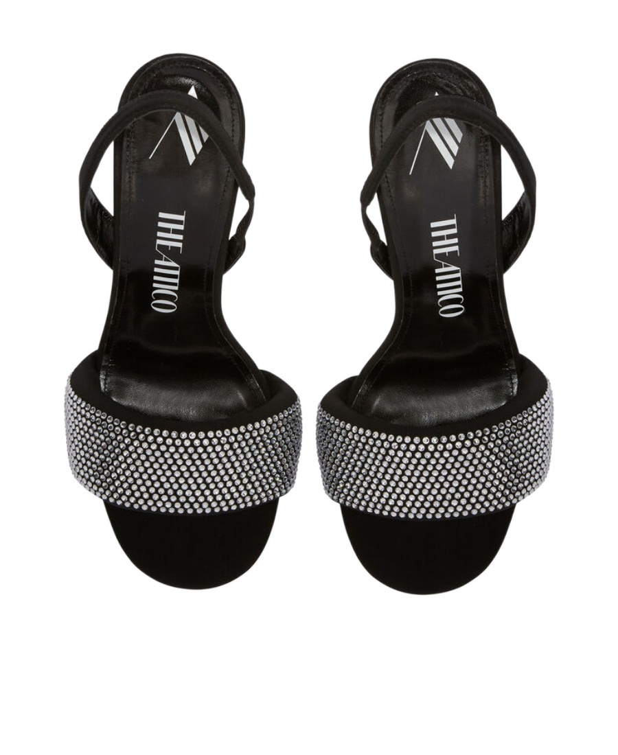 Attico Rem 105mm Crystal-embellished Sandals In Black