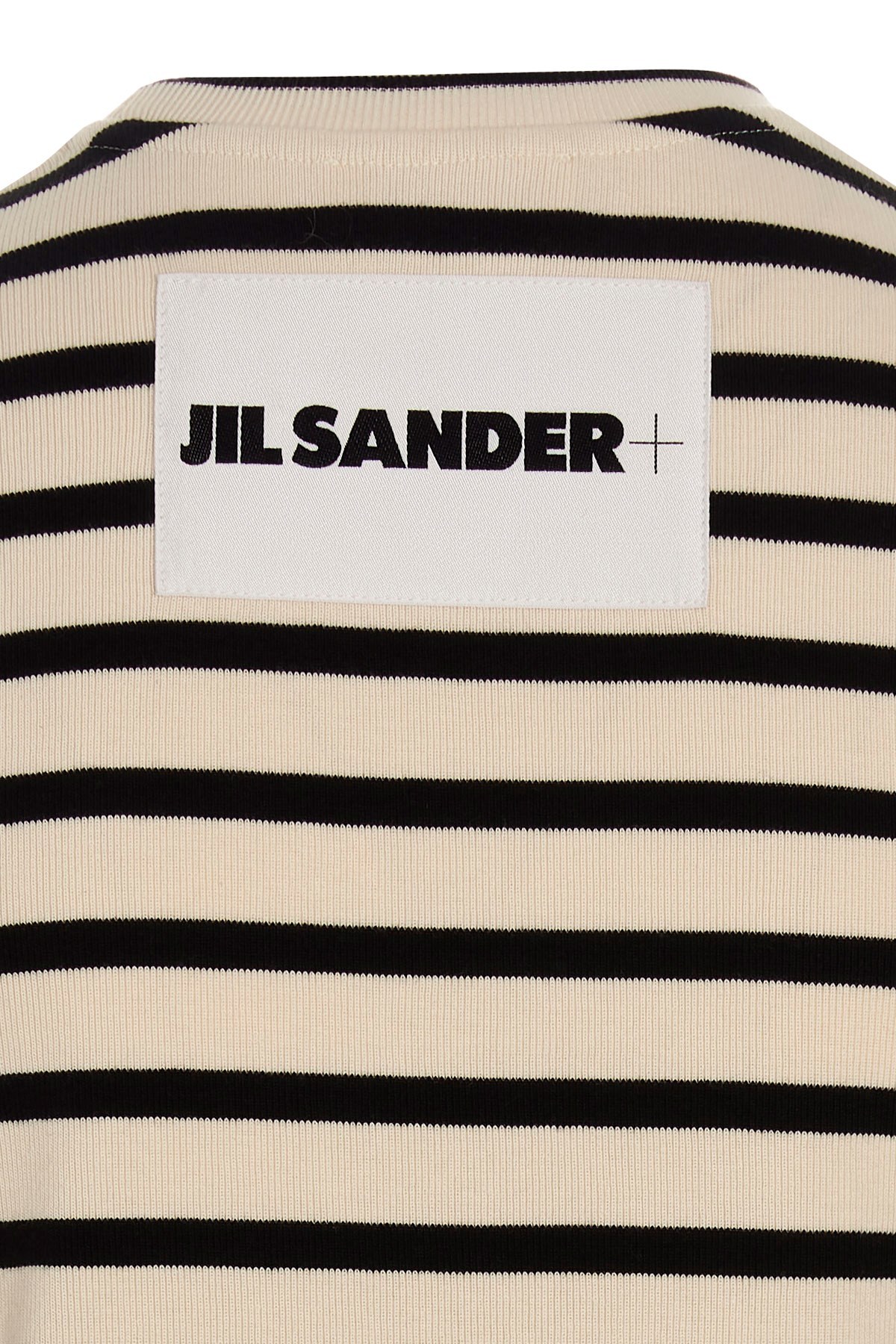 Jil Sander Black And White Knitted Striped T-shirt In Cotton Woman In White