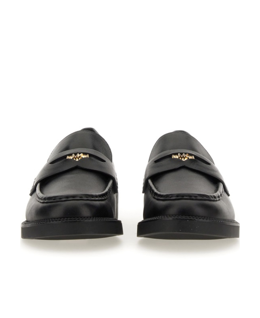 Shop Michael Michael Kors Logo-penny Leather Loafers In Black
