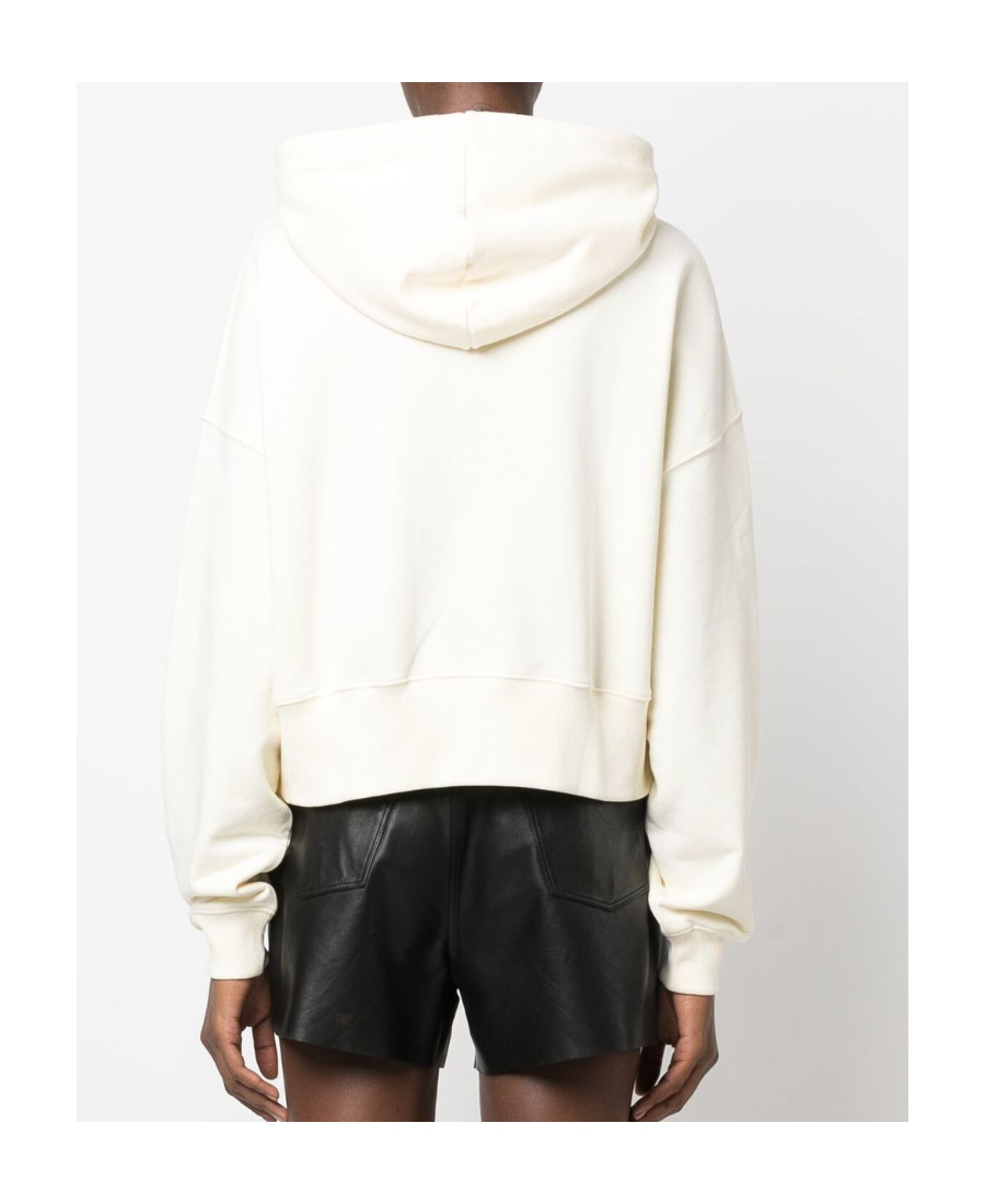 Msgm Cropped Logo-print Hoodie In White
