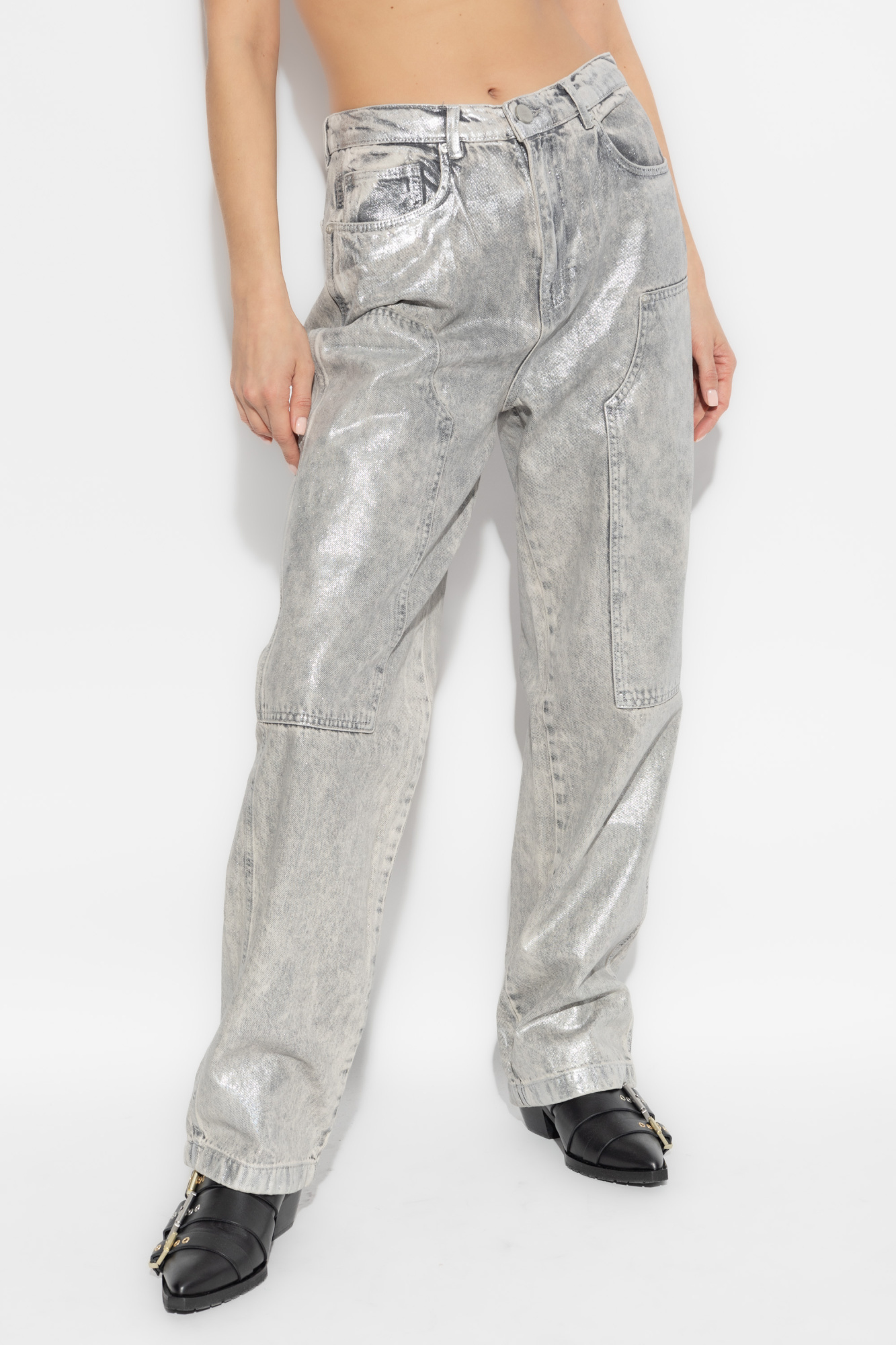 Allsaints Denim Trousers In Gray