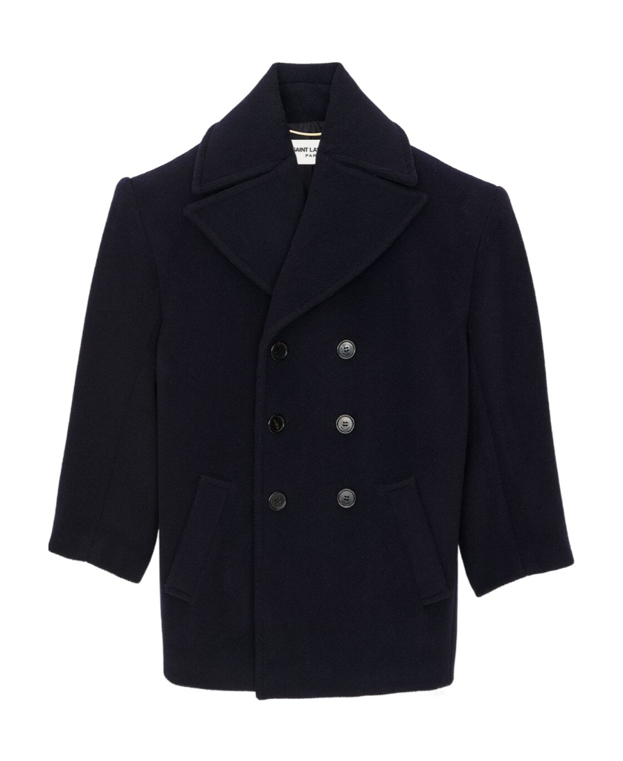 Saint Laurent Oversized Double-breasted Wool-twill Coat In Black