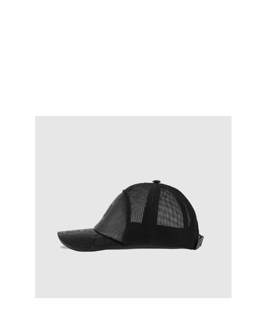 Gucci Jumbo Gg Leather Baseball Cap In Black