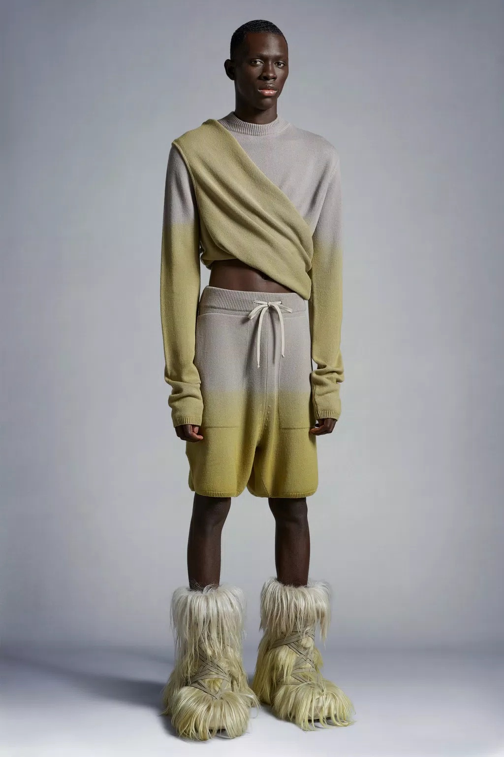Moncler X Rick Owens X Rick Owens Knitted Shorts In Gray
